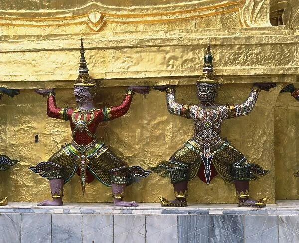 Detail of mythological figures at the Temple of the Emerald Buddha