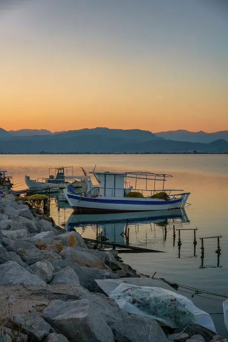 Framed Print : Nafplion port with fishermen boats at sunset, Nafplion, Peloponnese, Greece Framed Print : Nafplion port with fishermen boats at sunset, Nafplion, Peloponnese, Greece