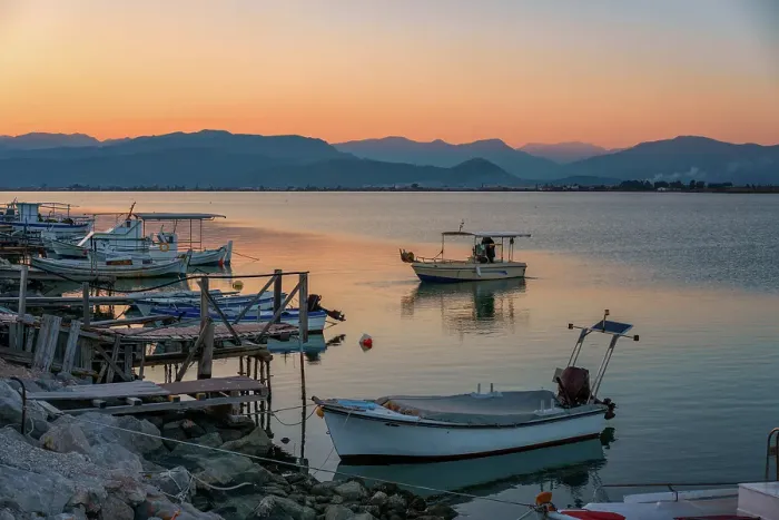 Framed Print : Nafplion port with fishermen boats at sunset, Nafplion, Peloponnese, Greece Framed Print : Nafplion port with fishermen boats at sunset, Nafplion, Peloponnese, Greece