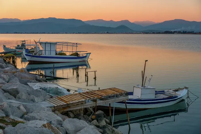 Framed Print : Nafplion port with fishermen boats at sunset, Nafplion, Peloponnese, Greece Framed Print : Nafplion port with fishermen boats at sunset, Nafplion, Peloponnese, Greece