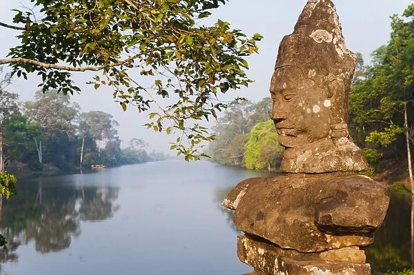 Naga head statues at the South Gate entrance to Angkor Thom Temple Complex, Angkor, UNESCO World Heritage Site, Siem Reap, Cambodia, Indochina, Southeast Asia, Asia