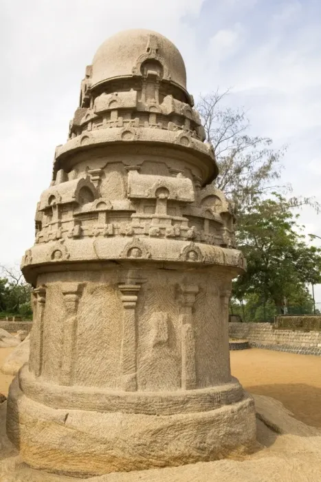 Framed Print : The Nakul Sahdeva Ratha in the Five Rathas (Panch Rathas) complex at Mahabalipuram