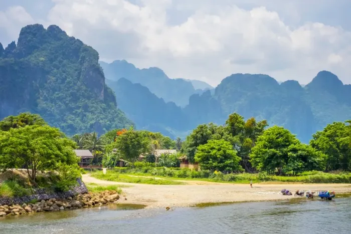 Framed Print : Nam Song River and Karst landscape in Vang Vieng, Vientiane Province, Laos, Indochina Framed Print : Nam Song River and Karst landscape in Vang Vieng, Vientiane Province, Laos, Indochina