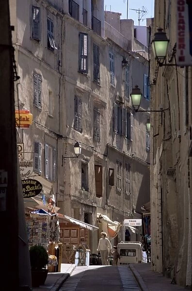 Narrow street, Bonifacio, Corsica, France, Europe