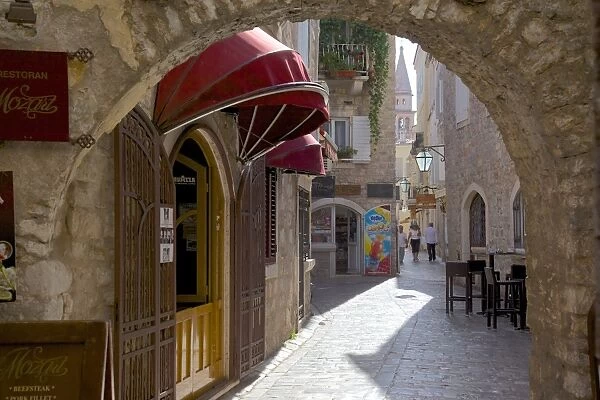 Narrow street, Budva Old Town, Budva, Montenegro, Europe