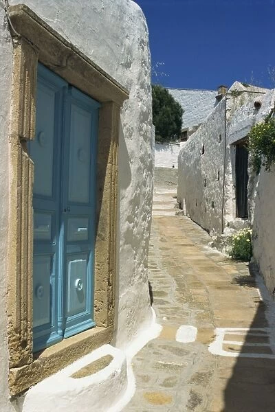 Narrow street in Hora, Patmos, Dodecanese Islands, Greek Islands, Greece, Europe