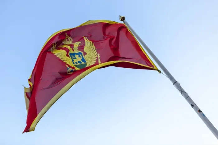 Framed Print : National Flag of Montenegro, Europe Framed Print : National Flag of Montenegro, Europe