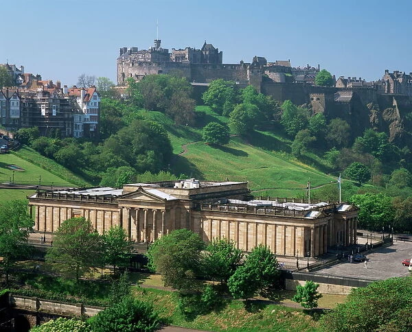 National Gallery and the Castle, Edinburgh, Lothian, United Kingdom, Europe