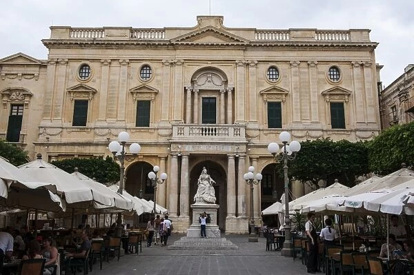 National Library with cafes in Valetta, UNESCO World Heritage Site, Malta, Europe