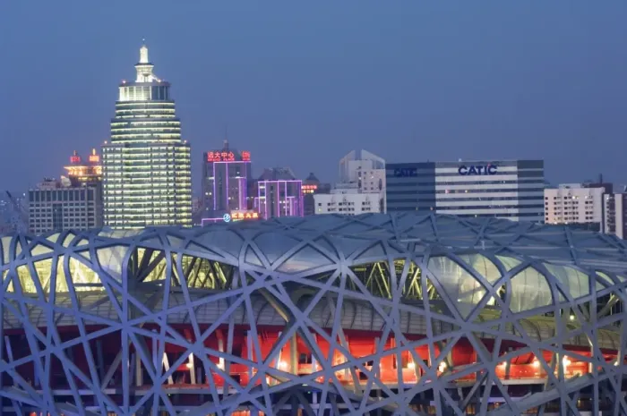 Framed Print : National Stadium in the Olympic Park illuminated at night, Beijing, China, Asia Framed Print : National Stadium in the Olympic Park illuminated at night, Beijing, China, Asia