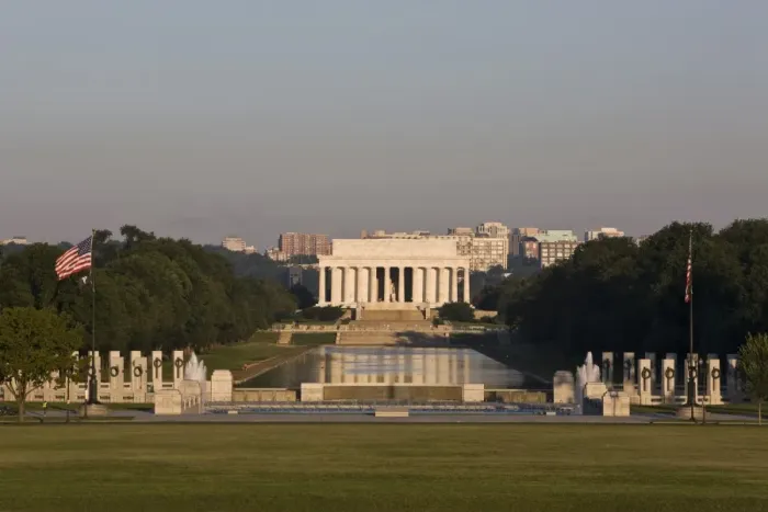 Framed Print : National World War 2 Memorial, Reflecting Pool and Lincoln Memorial from Washington Monument Framed Print : National World War 2 Memorial, Reflecting Pool and Lincoln Memorial from Washington Monument