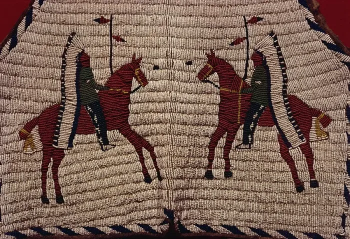 Framed Print : Detail of Native American glass beadwork on buckskin, dating from 1880 Framed Print : Detail of Native American glass beadwork on buckskin, dating from 1880