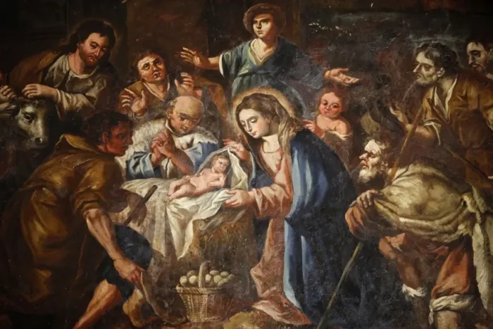 Framed Print : Nativity painting in Iglesia ex-conventual de Ntra. Sra del Carmen, Antequera
