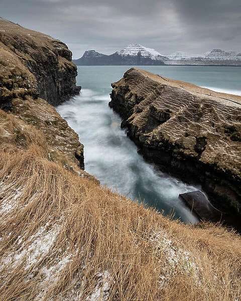 Natural harbour, Gjogv, Eysturoy Island, Faroe Islands, Denmark, Europe