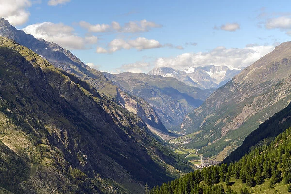 Natural landscape of the Swiss Alps and Valleys near Zermatt, Valais, Switzerland, Europe