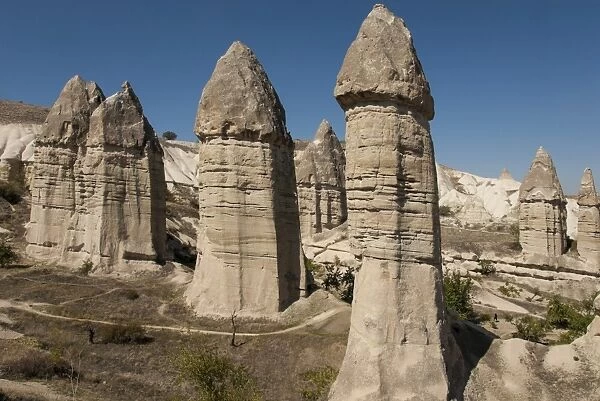 Natural pinnacles in volcanic ash, Zemi Valley, Goreme, UNESCO World Heritage Site, Cappadocia, Anatolia, Turkey, Asia Minor, Eurasia