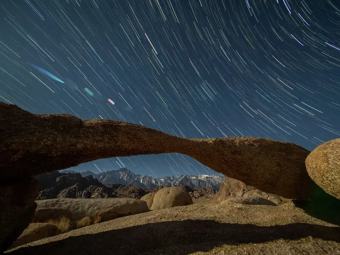 Framed Print : A naturally formed arch at night in the Alabama Hills National Scenic Area, Eastern Sierra Nevadas, California, United States of America, North America