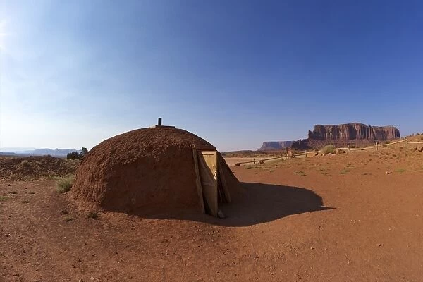 Navajo hogan, traditional dwelling and ceremonial structure, Monument Valley Navajo Tribal Park, Utah, United States of America, North America