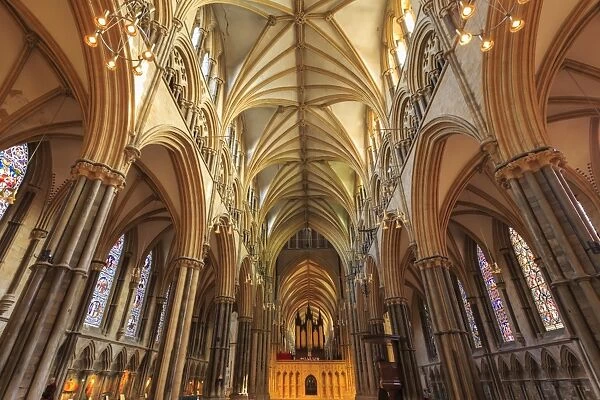 Nave and Choir Screen, Lincoln Cathedral interior, one of Europes finest Gothic buildings
