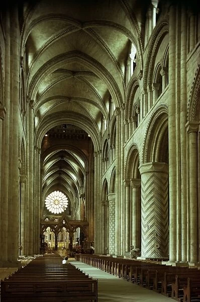 The nave, Durham Cathedral, County Durham, England, United Kingdom, Europe