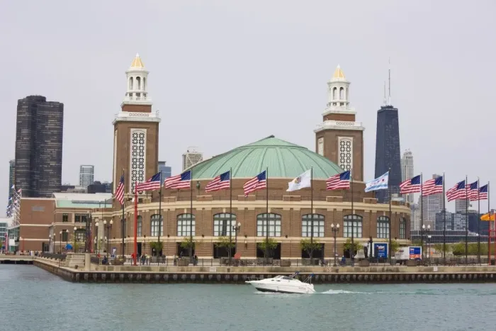 Framed Print : Navy Pier from Lake Michigan, Chicago, Illinois, United States of America, North America Framed Print : Navy Pier from Lake Michigan, Chicago, Illinois, United States of America, North America