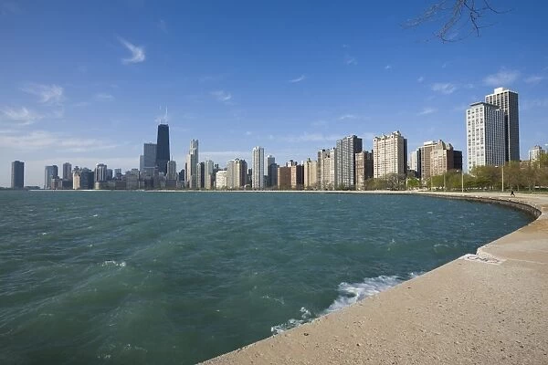 Near North skyline and Gold Coast, from Lake Michigan, Chicago, Illinois
