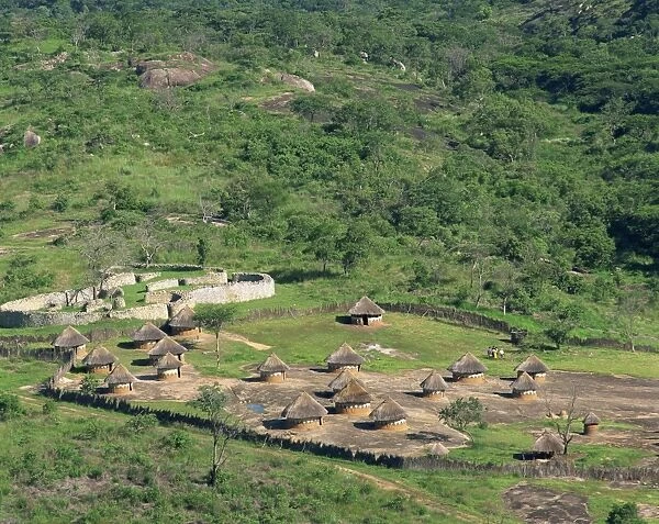 Nearby huts and Great Zimbabwe National Monument, UNESCO World Heritage Site