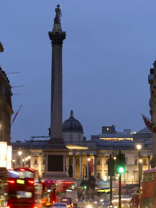 Framed Print : Nelsons Column and National Gallery at dusk, Trafalgar Square, London, England United Kingdom Framed Print : Nelsons Column and National Gallery at dusk, Trafalgar Square, London, England United Kingdom