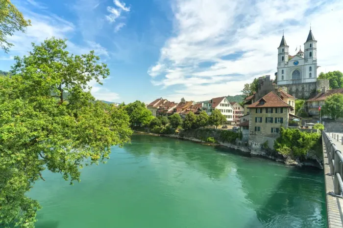 Framed Print : Neo-Gothic church on hilltop along Aare River, Aarburg, Canton of Aargau, Switzerland Framed Print : Neo-Gothic church on hilltop along Aare River, Aarburg, Canton of Aargau, Switzerland