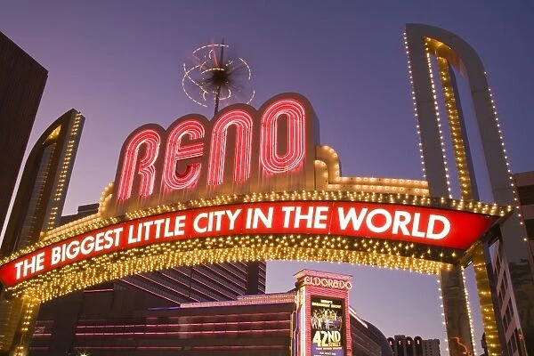 The neon Reno Arch on Virginia Street in Reno, Nevada, United States of America