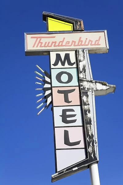 Neon sign on the Thunderbird Motel on Virginia Street, Reno, Nevada, United States of America