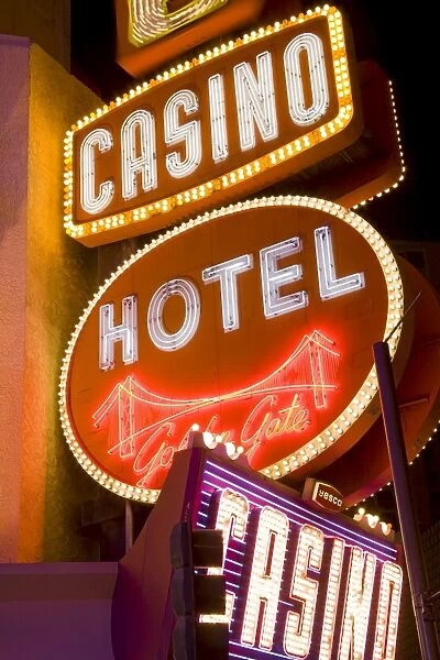 Neon signs on Fremont Street, Las Vegas, Nevada, United States of America, North America