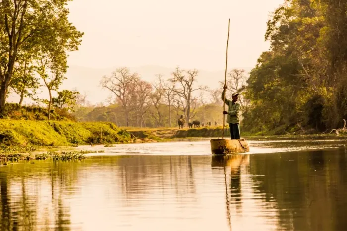 Framed Print : Nepalese gondolier in Chitwan National Forest, Nepal, Asia Framed Print : Nepalese gondolier in Chitwan National Forest, Nepal, Asia