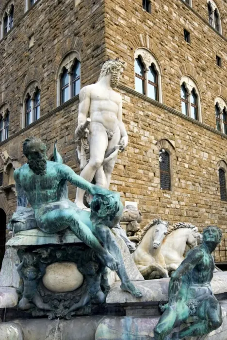 Framed Print : The Neptune Fountain, Piazza della Signoria, UNESCO World Heritage Site