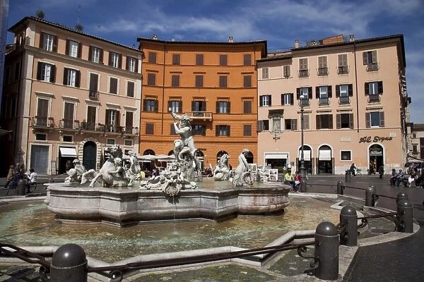 Neptune Fountain, Piazza Navona, Rome, Lazio, Italy, Europe