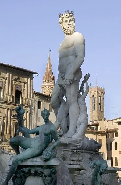 Neptunes fountain, (Fontana del Nettuno), Florence, Tuscany, Italy, Europe
