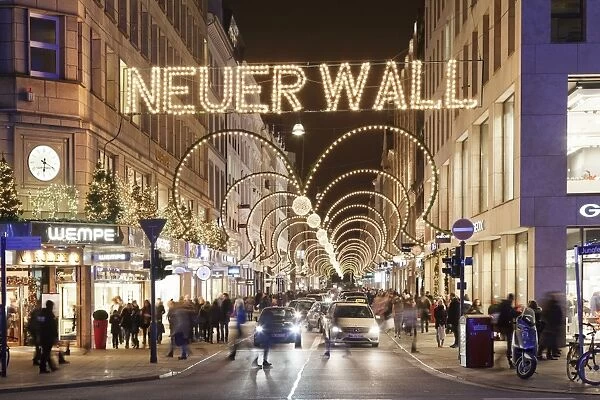Neuer Wall street with Christmas decoration, Hamburg, Hanseatic City, Germany, Europe