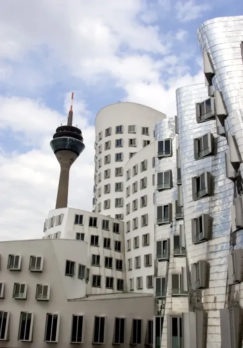 Framed Print : The Neuer Zollhof building by Frank Gehry at the Medienhafen Framed Print : The Neuer Zollhof building by Frank Gehry at the Medienhafen