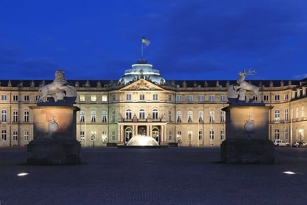 Neues Schloss castle at Schlossplatz Square, Stuttgart, Baden Wurttemberg, Germany, Europe
