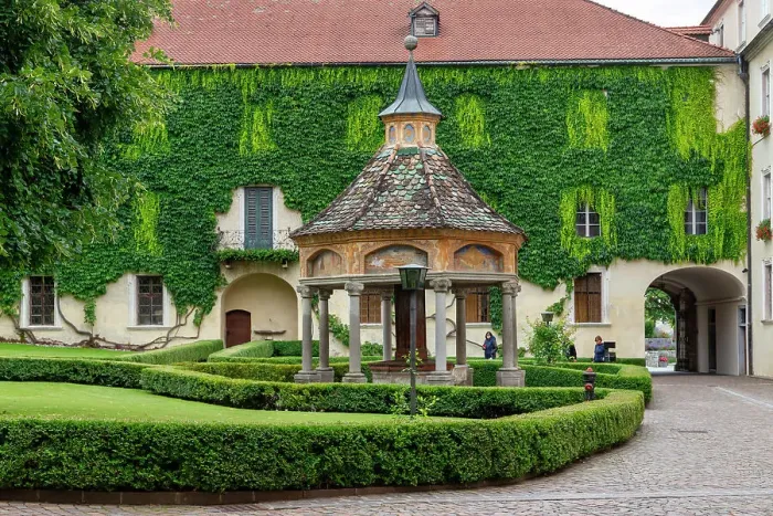 Framed Print : Neustift Convent courtyard, Brixen, South Tyrol, Italy, Europe Framed Print : Neustift Convent courtyard, Brixen, South Tyrol, Italy, Europe