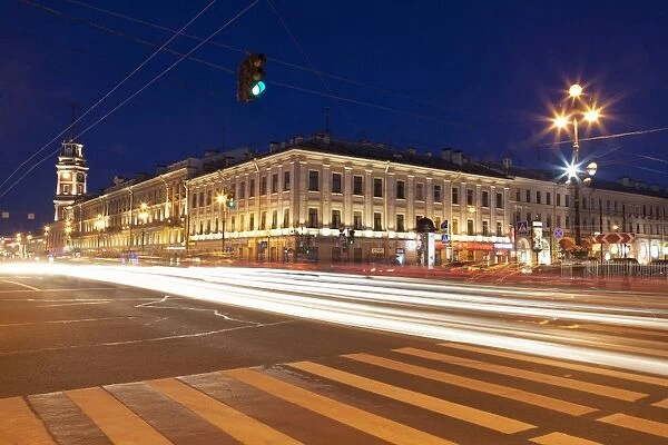 Nevskiy Prospekt at night, St. Petersburg, Russia, Europe