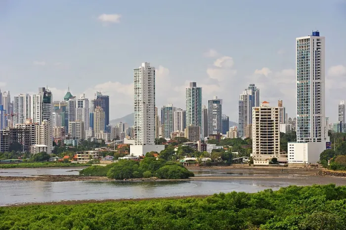 Framed Print : The new city skyline seen from Panama Viejo, Panama City, Republic of Panama, Central America Framed Print : The new city skyline seen from Panama Viejo, Panama City, Republic of Panama, Central America