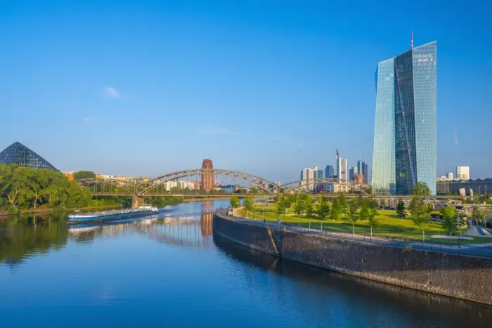 Framed Print : New European Central Bank Building and central Frankfurt skyline, Ostend, River Main Framed Print : New European Central Bank Building and central Frankfurt skyline, Ostend, River Main