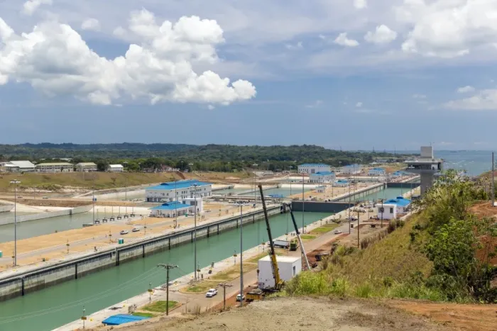 Framed Print : The new extension of the Panama Canal on the Atlantic side at Colon, Panama, Central Framed Print : The new extension of the Panama Canal on the Atlantic side at Colon, Panama, Central