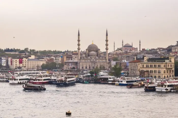 Framed Print : New Mosque (Yeni Cami) with Hagia Sophia (Aya Sofya) behind seen across the Golden Horn Framed Print : New Mosque (Yeni Cami) with Hagia Sophia (Aya Sofya) behind seen across the Golden Horn