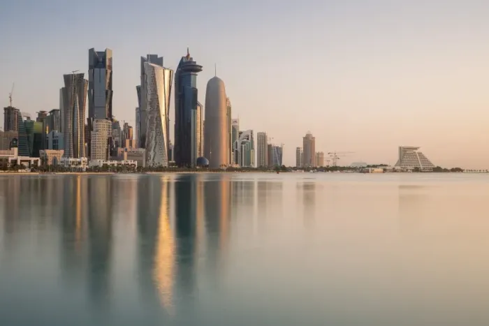 Framed Print : New skyline of the West Bay central financial district of Doha, Qatar, Middle East Framed Print : New skyline of the West Bay central financial district of Doha, Qatar, Middle East