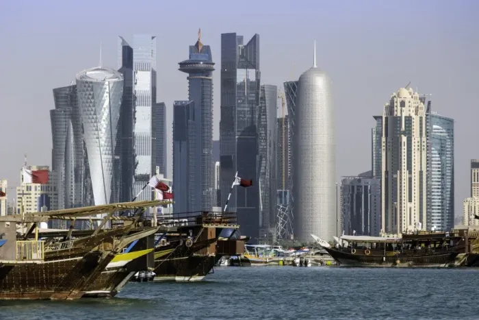 Framed Print : New skyline of the West Bay central financial district of Doha, Qatar, Middle East Framed Print : New skyline of the West Bay central financial district of Doha, Qatar, Middle East