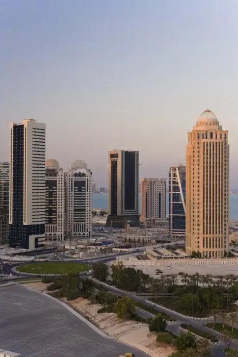 Framed Print : New skyline of the West Bay central financial district of Doha