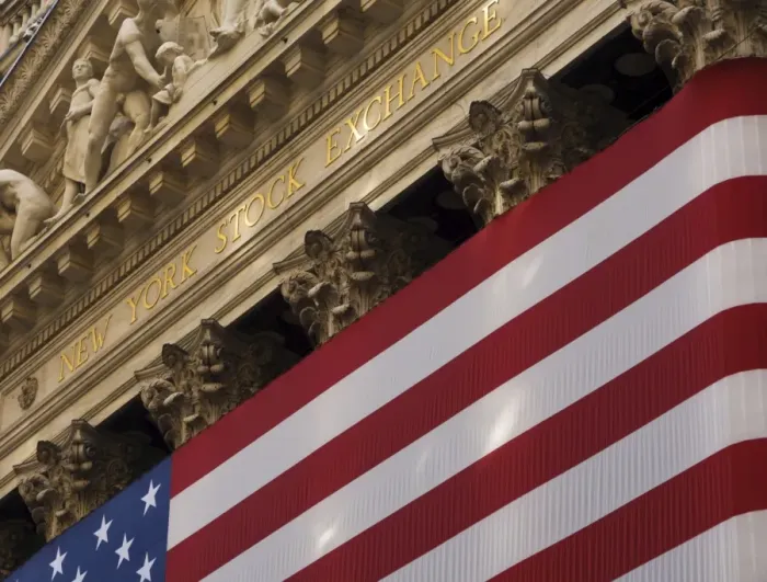 Framed Print : New York Stock Exchange and American flag Framed Print : New York Stock Exchange and American flag