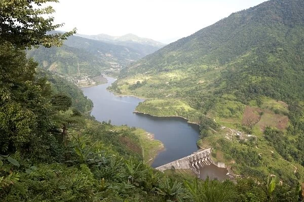 Newly constructed hydro electric dam in the hilly Kimin district of Arunachal Pradesh, India, Asia